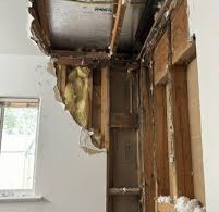 Wall opened for structural and dry rot repair